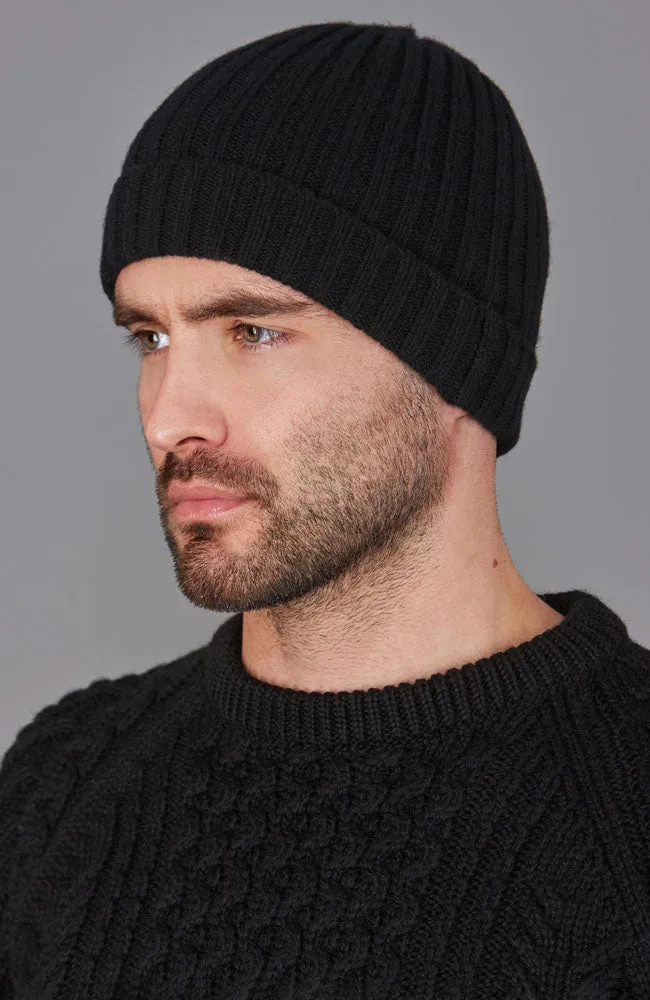 100% Lambswool Ribbed Beanie