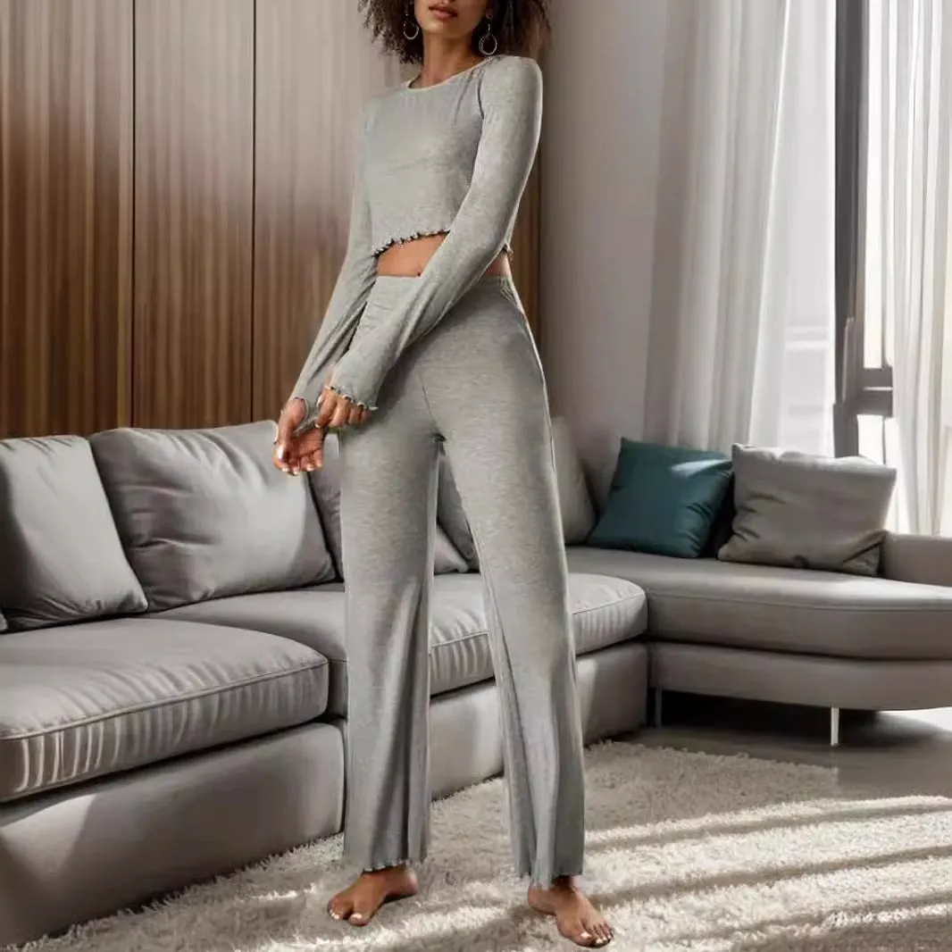 2024 AliExpress New Forgiving Long Sleeve Cropped Long Pants Casual Set Suit