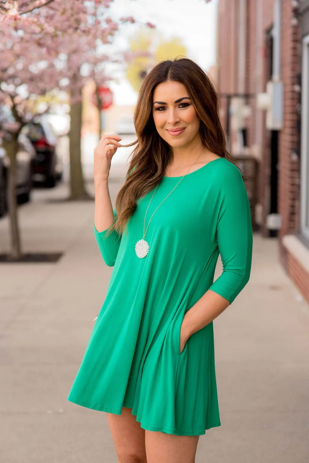 3/4 Sleeve Swing Tunic Dress