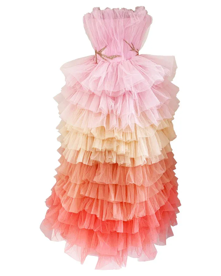 A-Line Strapless Layers Tulle Cute Cake Dress Formal Evening Gown,DP1542