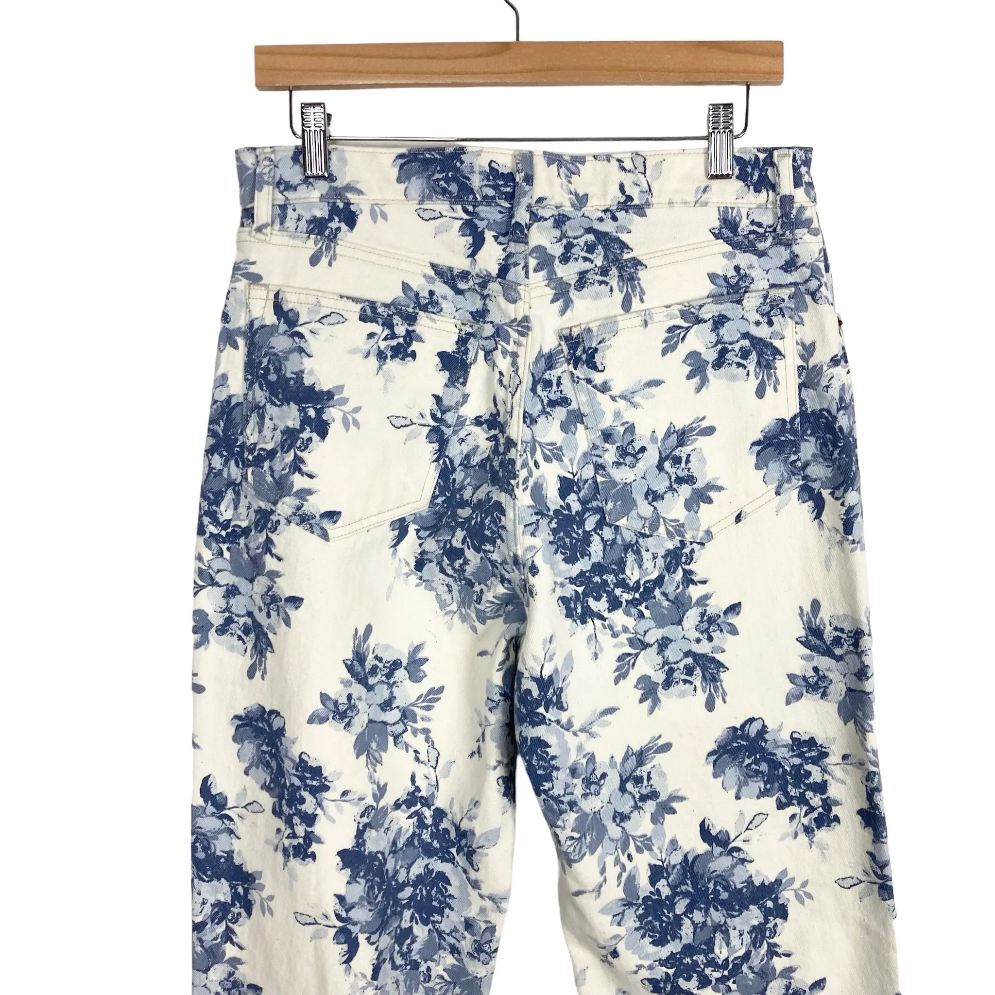 Abercrombie & Fitch Blue Floral 90's Straight Ultra High Rise Jeans- Size 10/30 (sold out online, Inseam 30”)