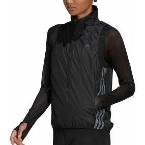 adidas Run Icons 3 Stripes Womens Running Gilet  - Black