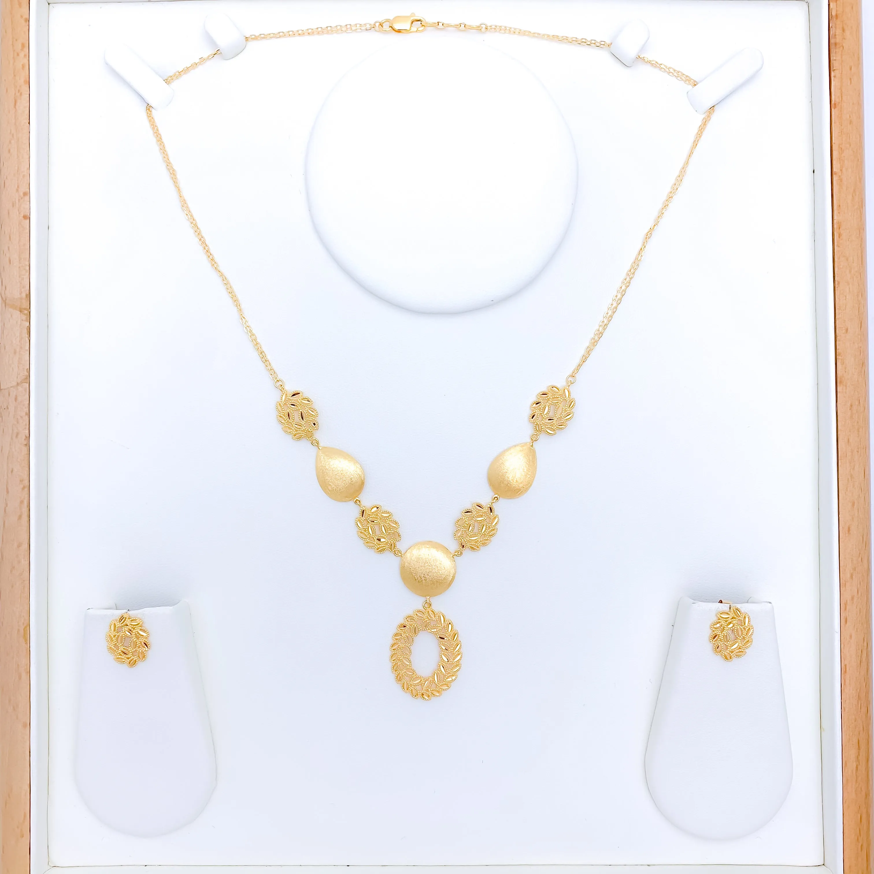 Adorned Circle Drop Necklace Set