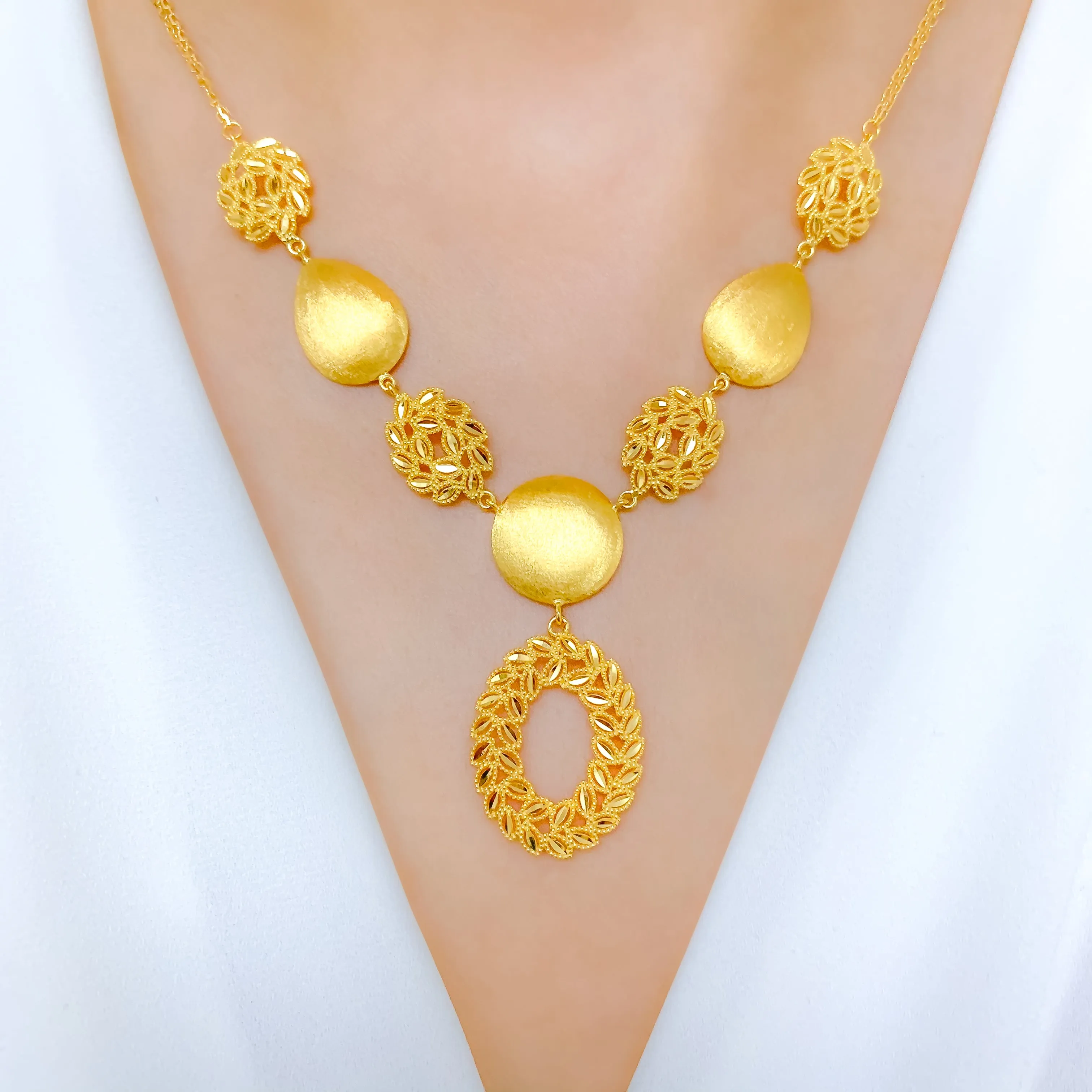 Adorned Circle Drop Necklace Set