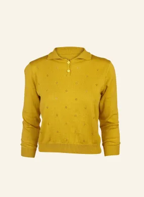 Aila Knitted Cotton Top - Mustard Yellow