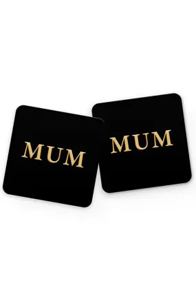 Alphabet Lux Mum Drinks Coaster (Black)