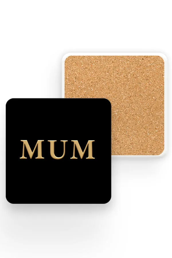 Alphabet Lux Mum Drinks Coaster (Black)