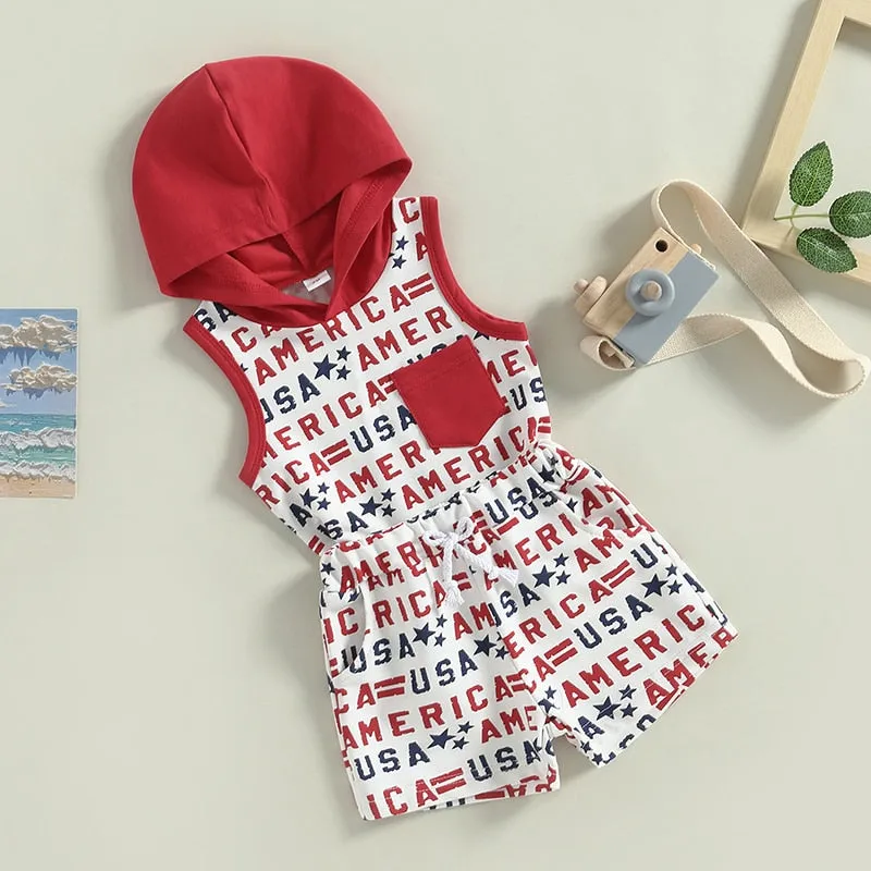 AMERICA Hooded Summer Outfit