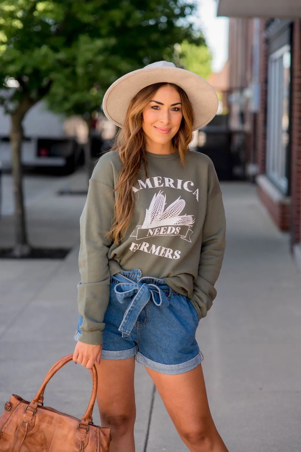 America Needs Farmers Graphic Crewneck