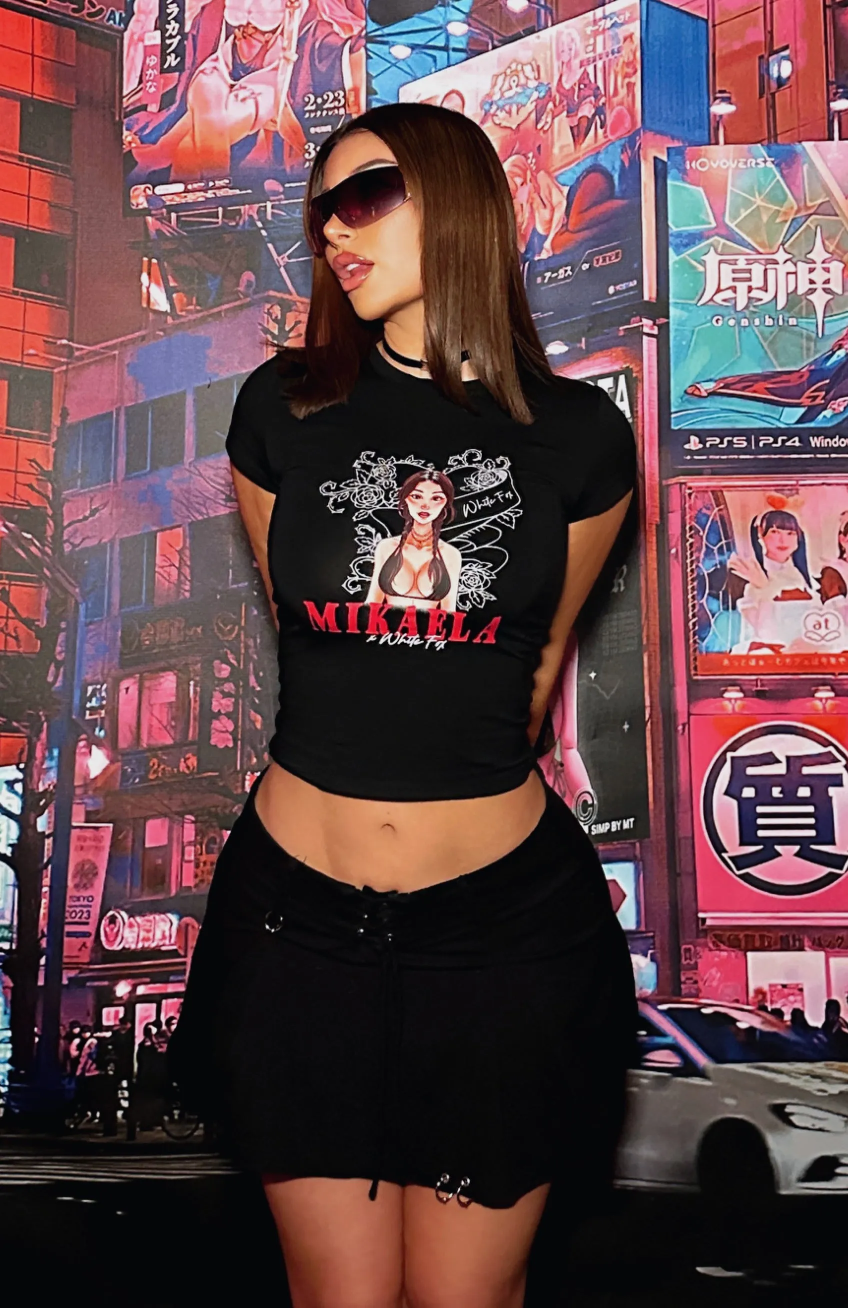 Anime Mik Baby Tee Black