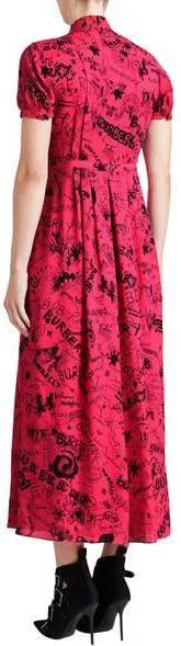 'Antonina' Doodle Print Silk Midi Dress