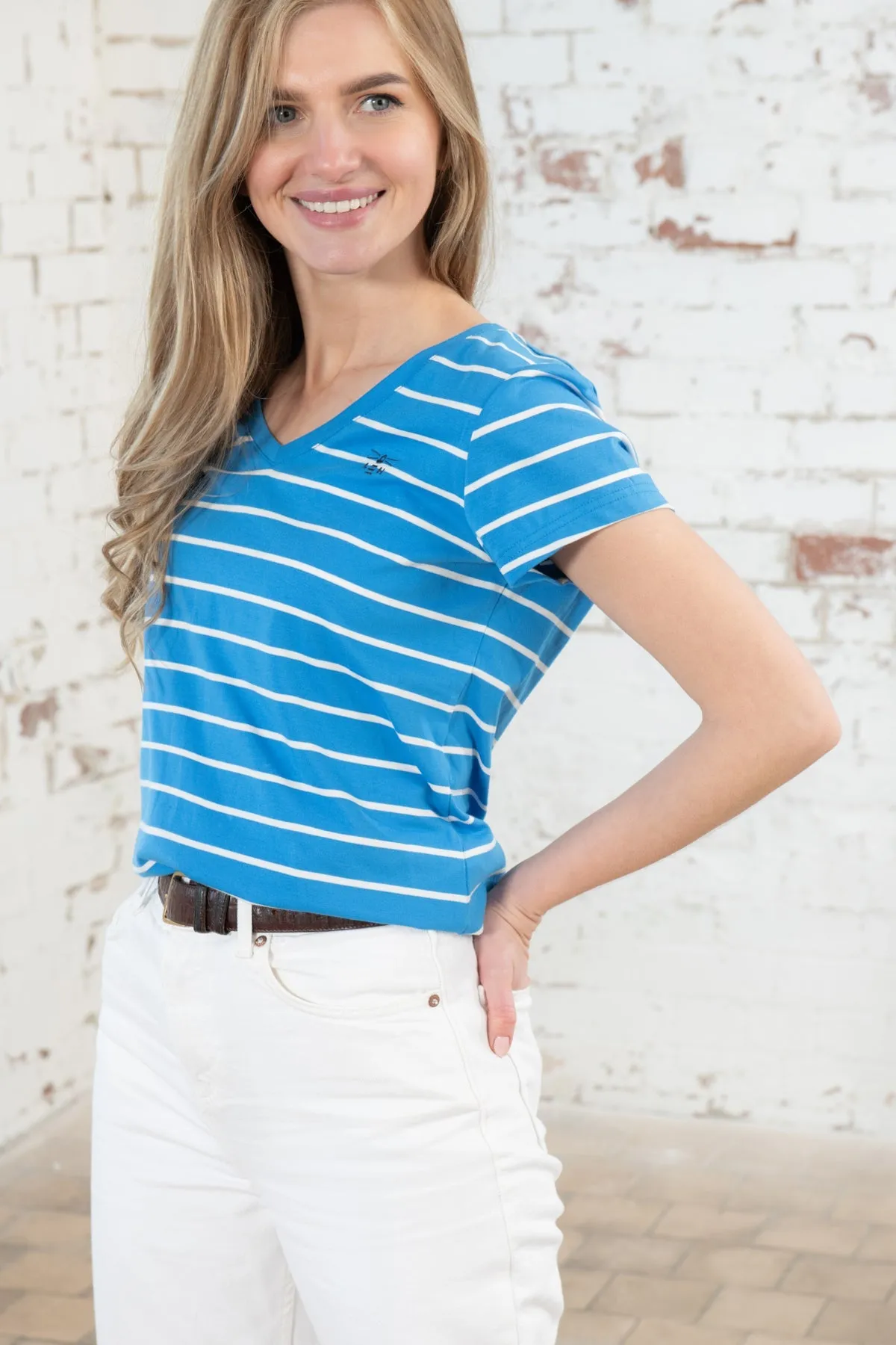 Ariana Tee - Azure Blue Stripe