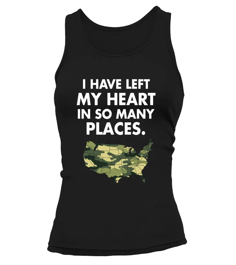 Army Mom Heart In Many Places T-shirts