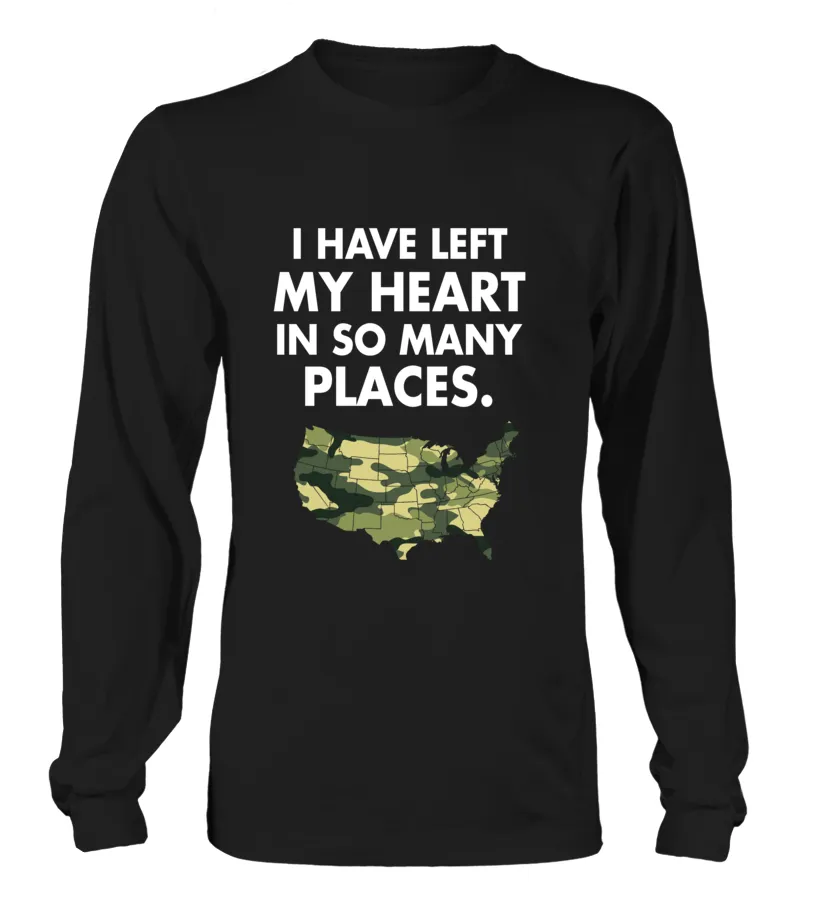 Army Mom Heart In Many Places T-shirts