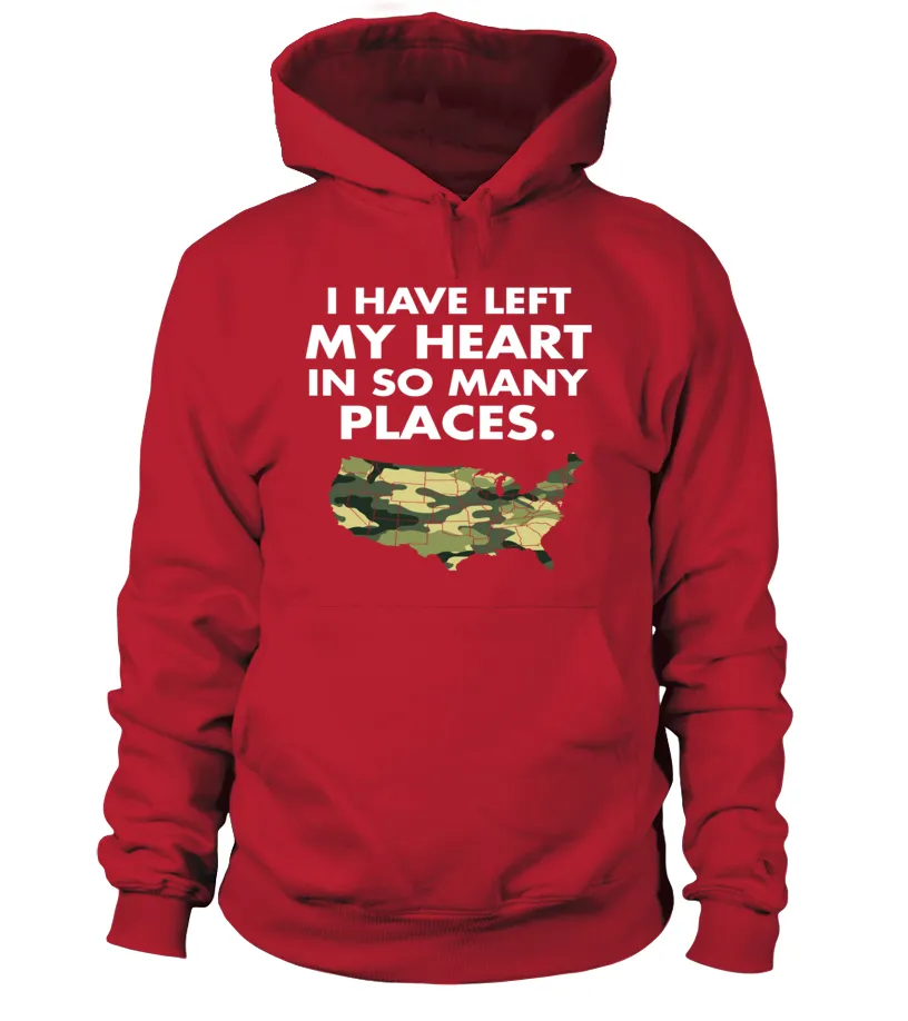 Army Mom Heart In Many Places T-shirts