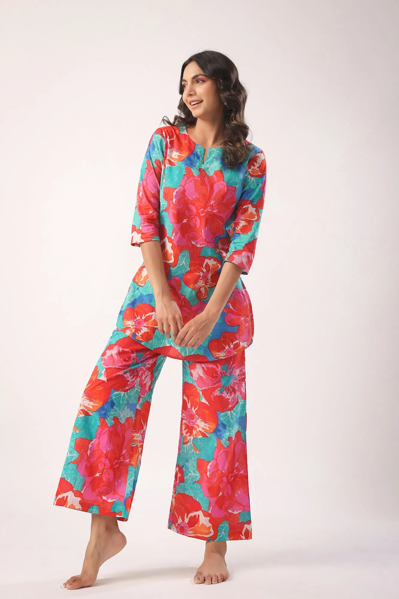 Artistic Bloom Cotton Lounge Co-ord Set