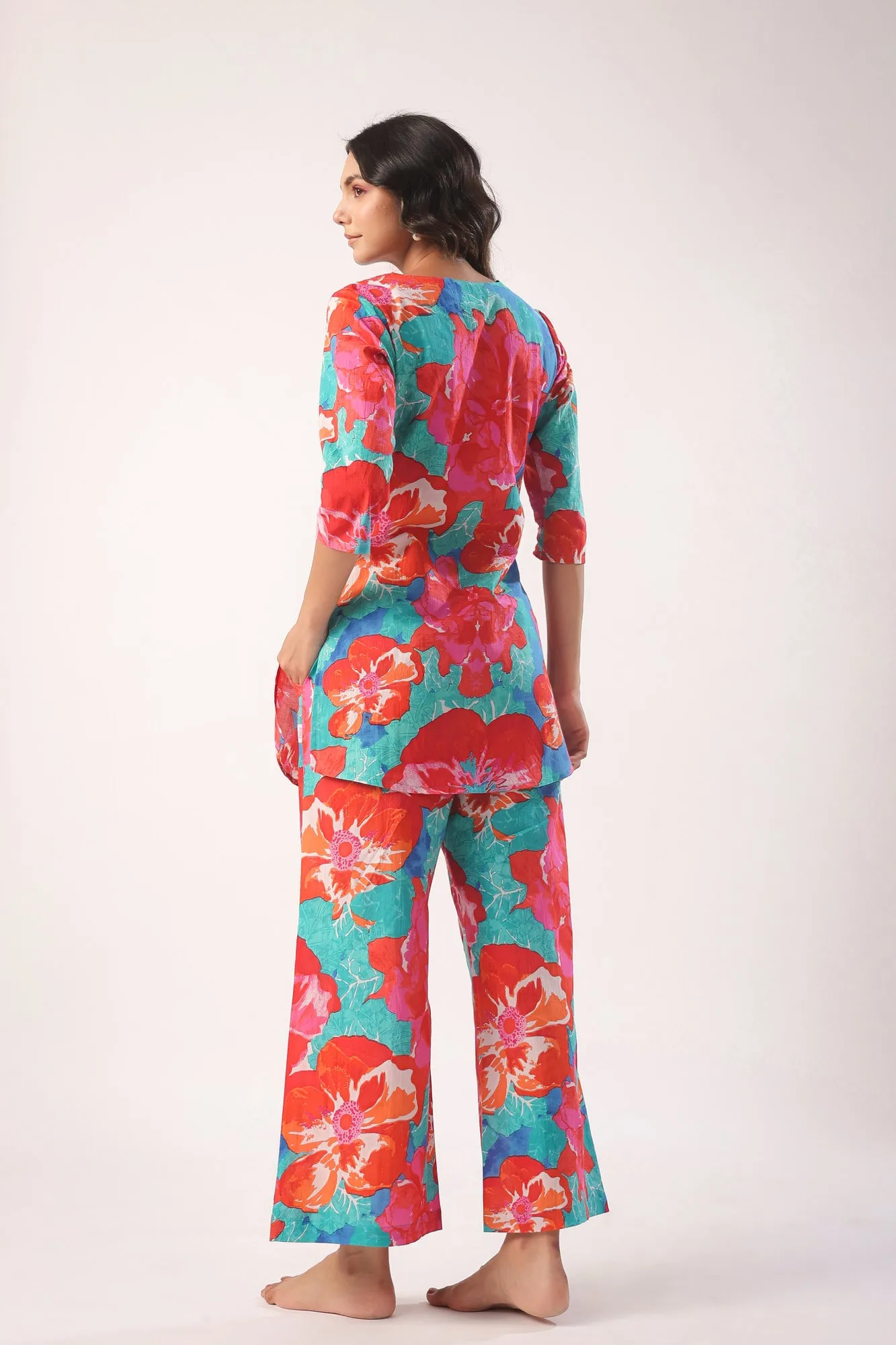 Artistic Bloom Cotton Lounge Co-ord Set