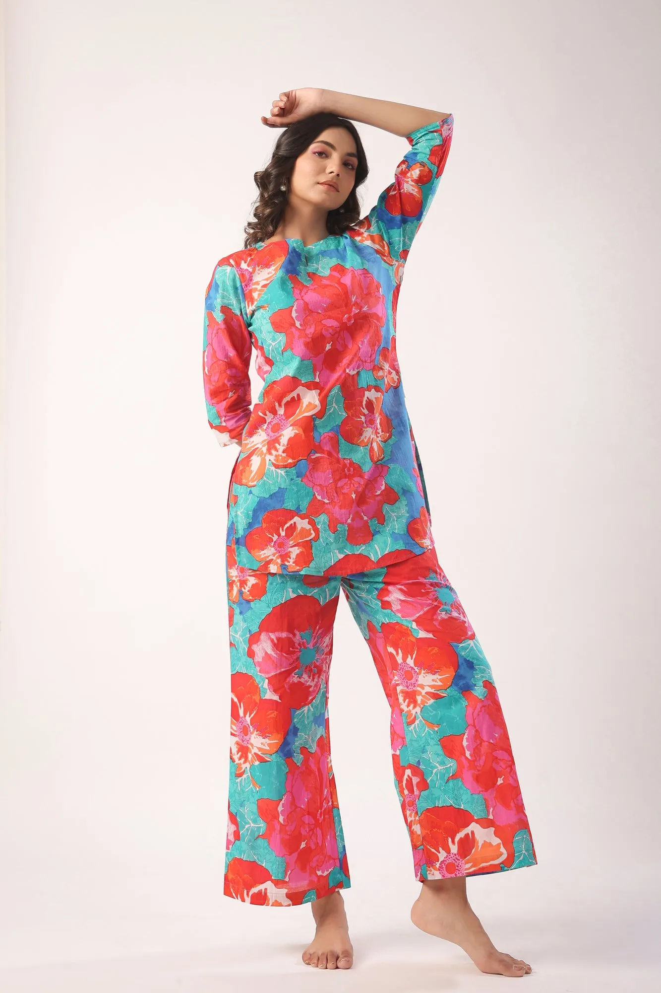 Artistic Bloom Cotton Lounge Co-ord Set