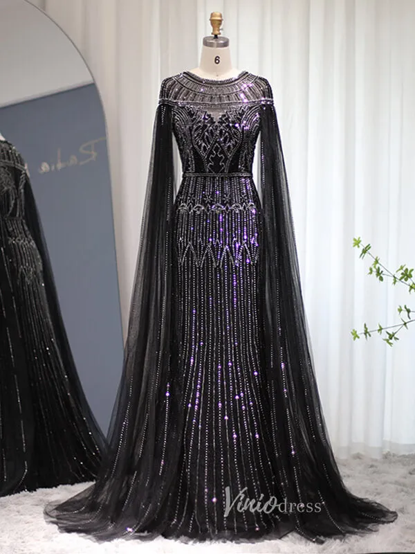 Beaded Cape Sleeve Evening Gowns Mother of the Bride Dresses 20063