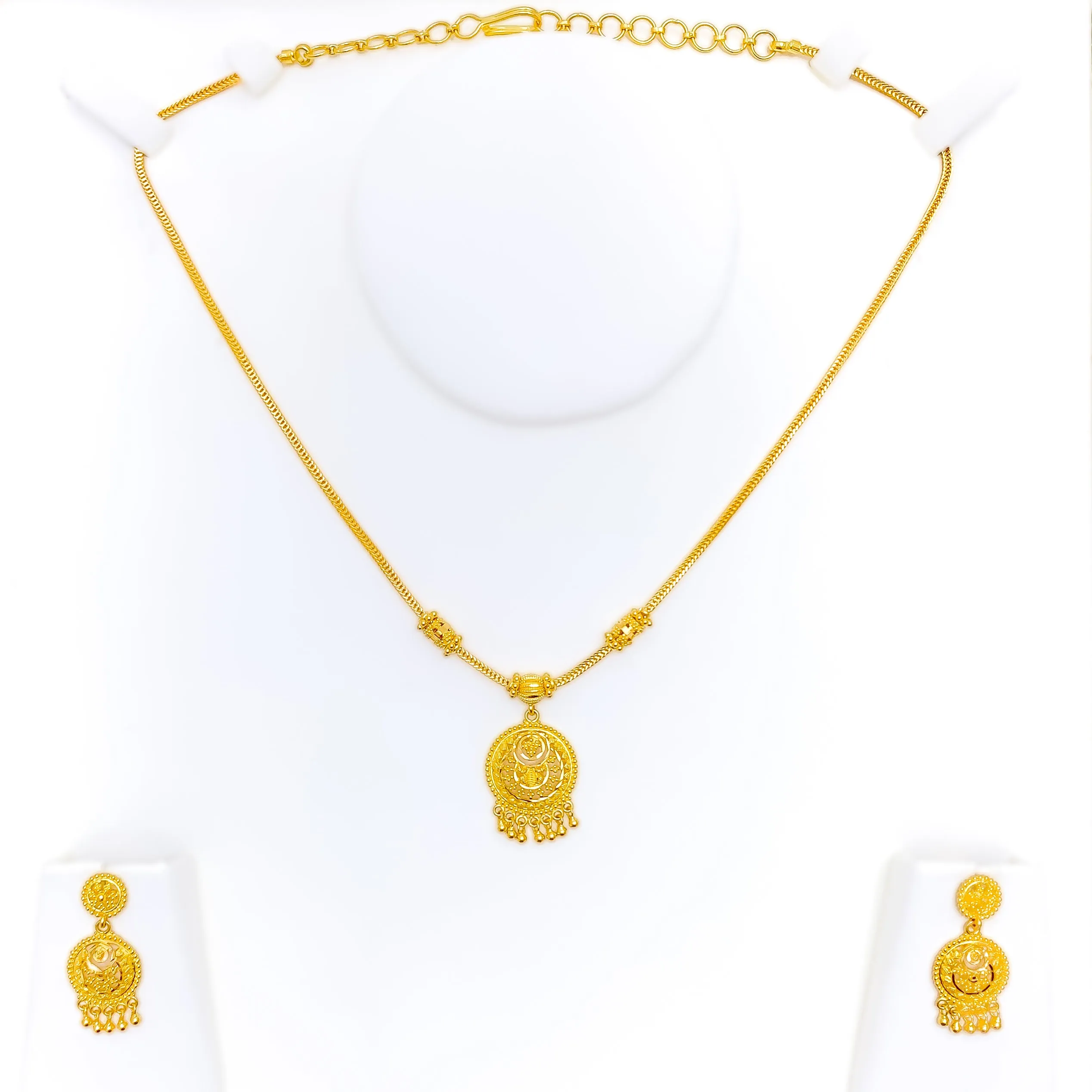 Beaded Dome 22k Gold Necklace Set