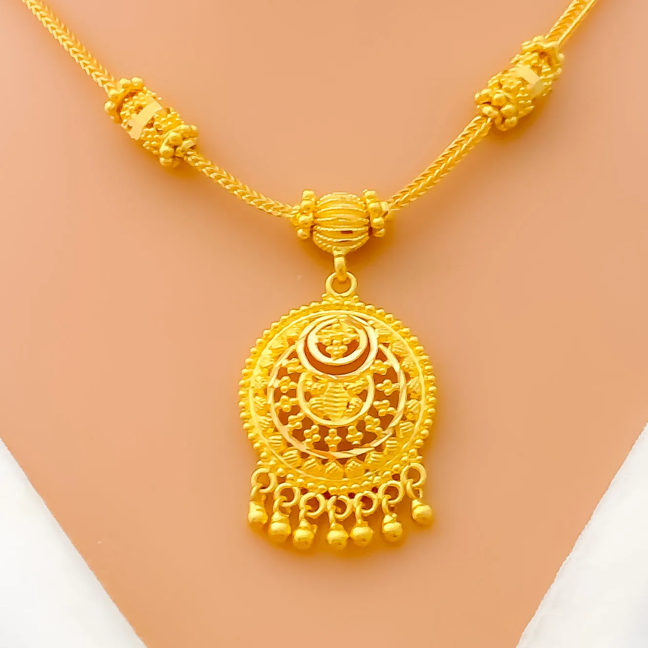 Beaded Dome 22k Gold Necklace Set