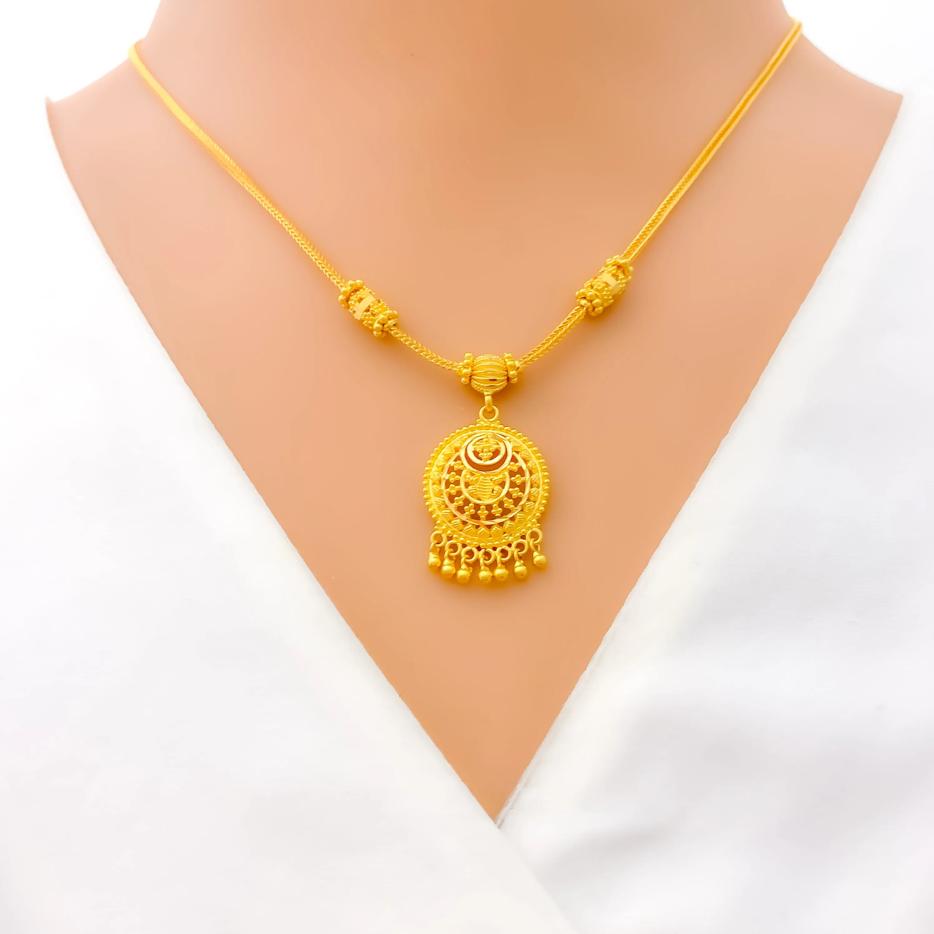 Beaded Dome 22k Gold Necklace Set