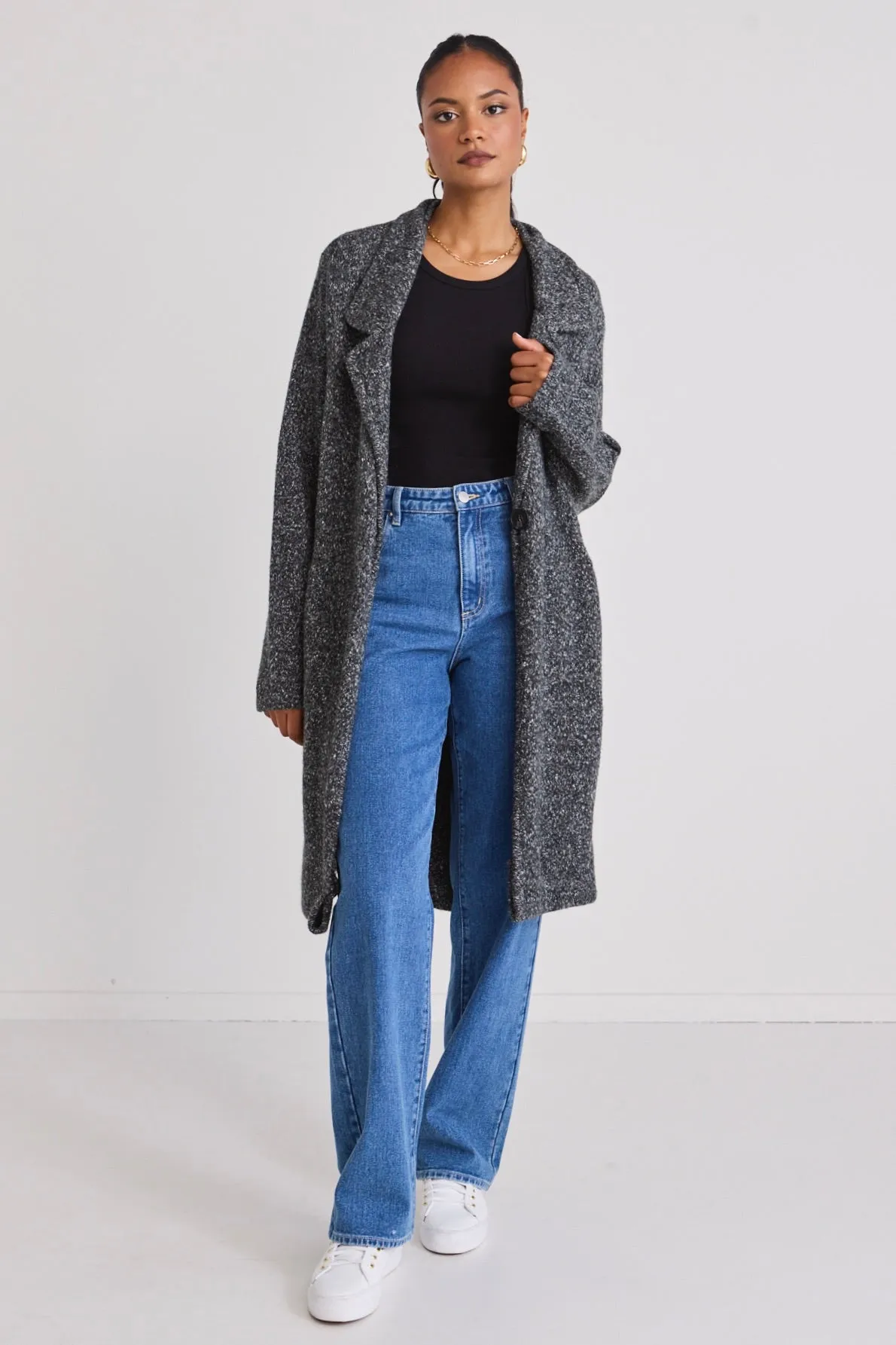 Beau Charcoal Chunky Knit Coatagin