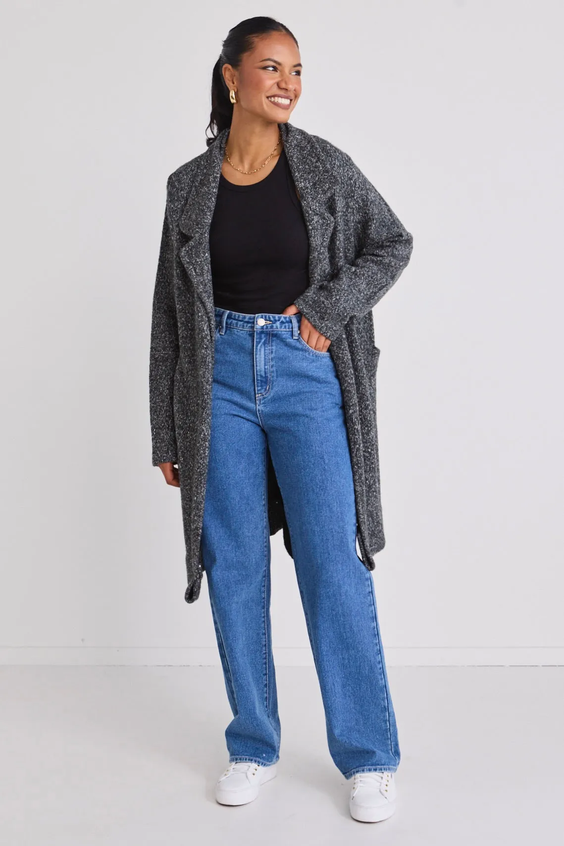 Beau Charcoal Chunky Knit Coatagin