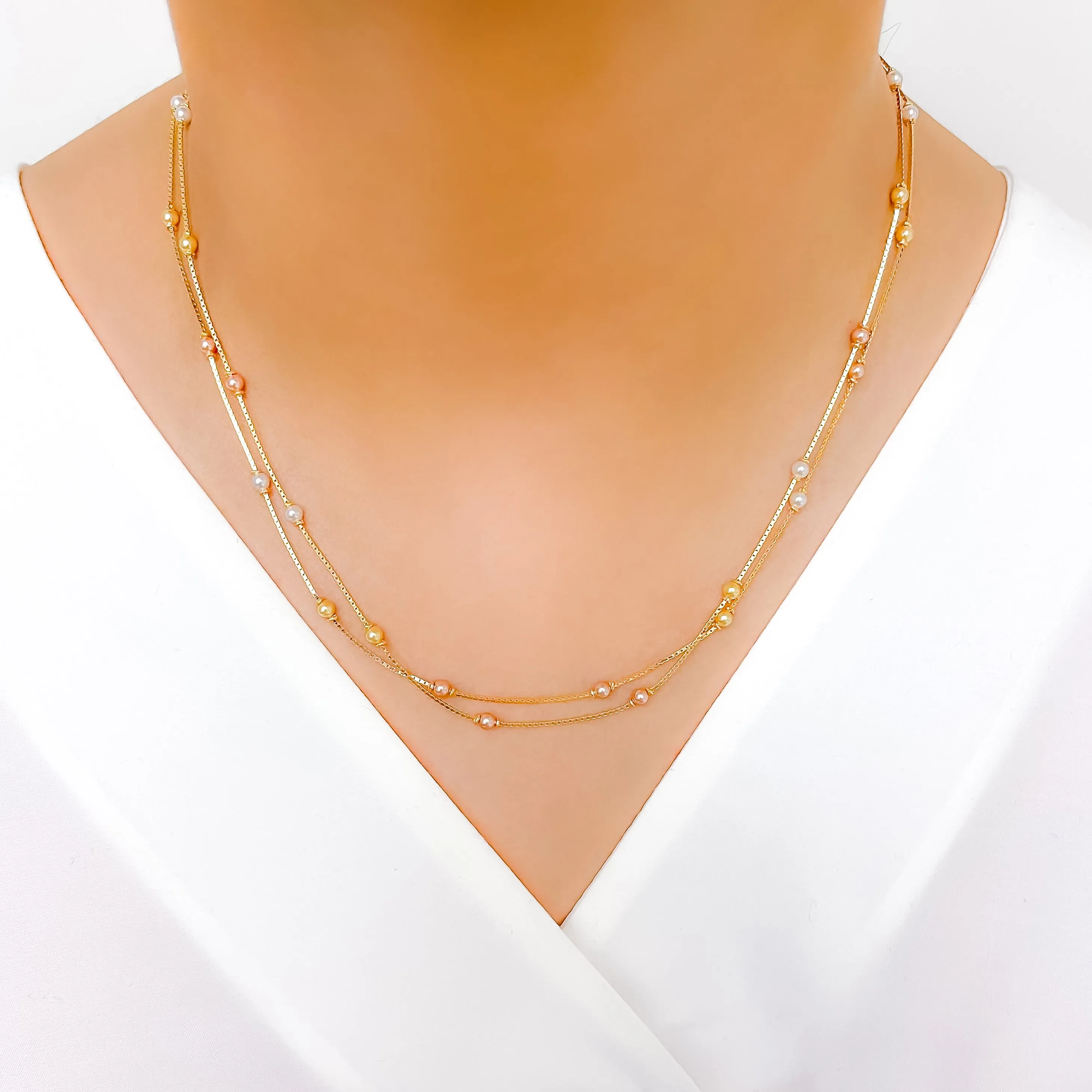 Beautiful Two-Chain Pearl Necklace