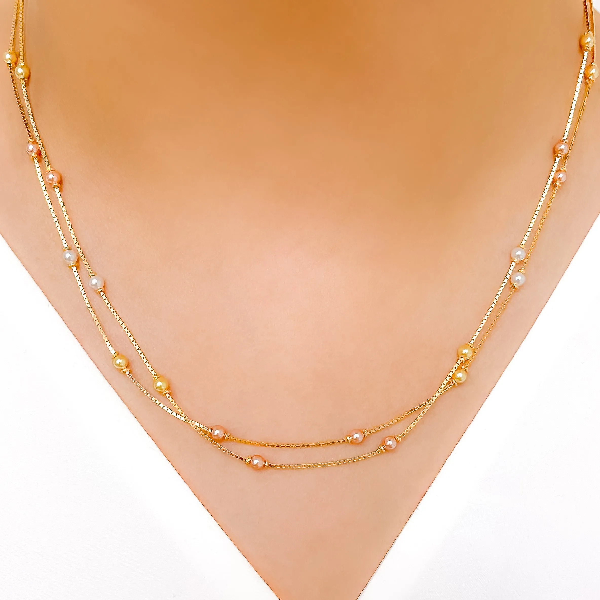 Beautiful Two-Chain Pearl Necklace