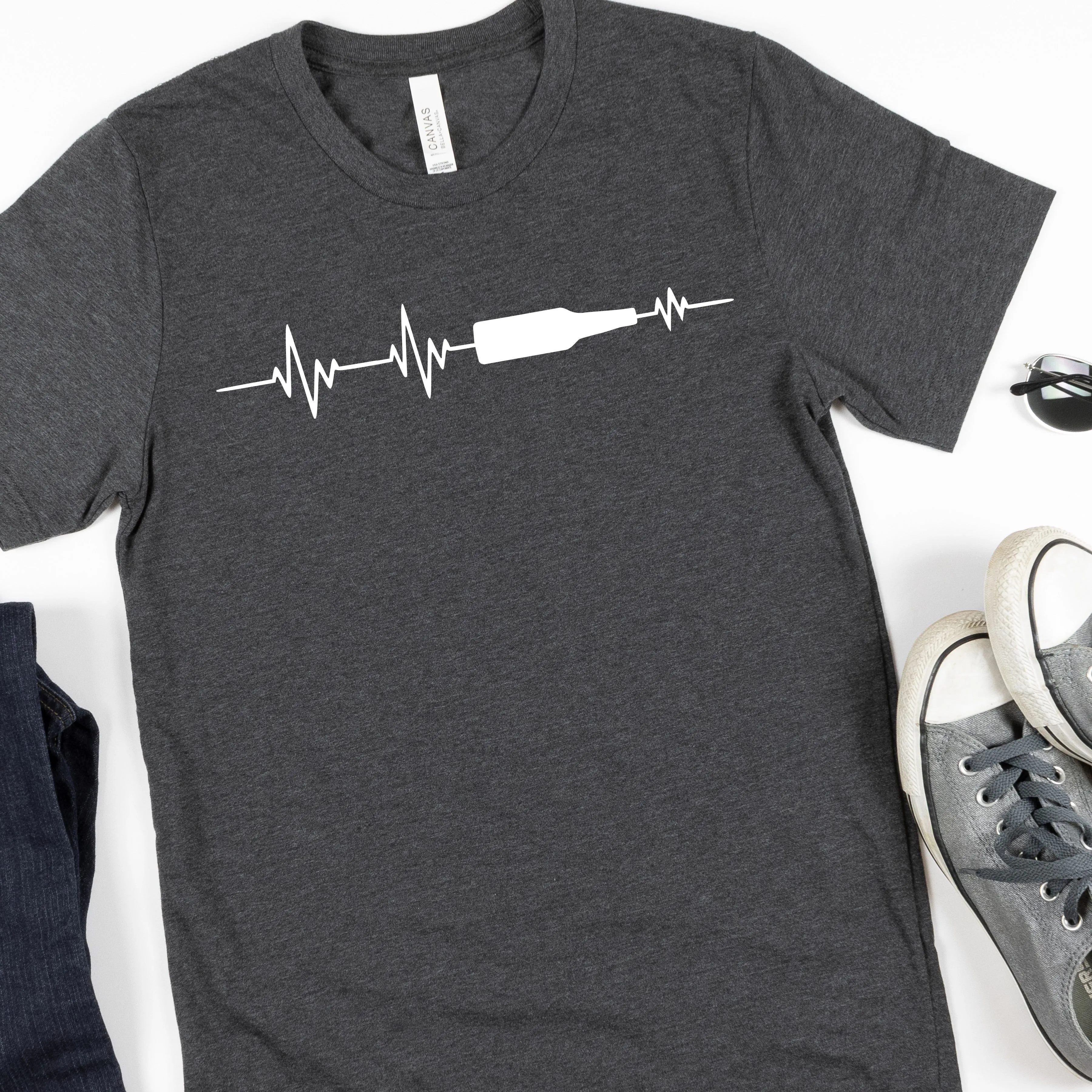 Beer Bottle Heartbeat | Funny Drinking Shirts