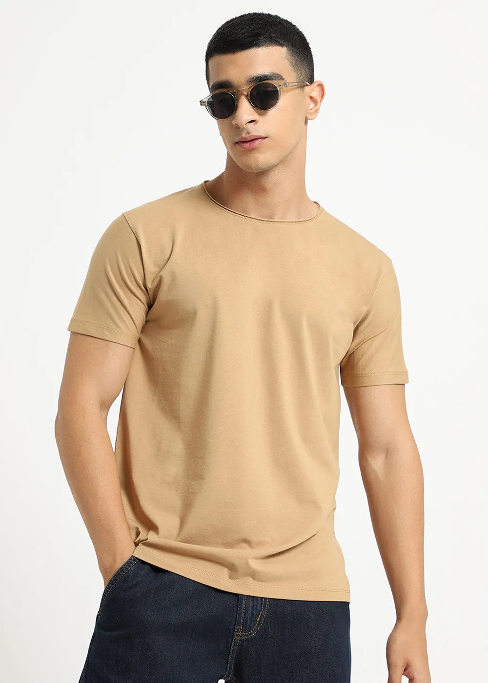 Beige Crew neck T-shirt