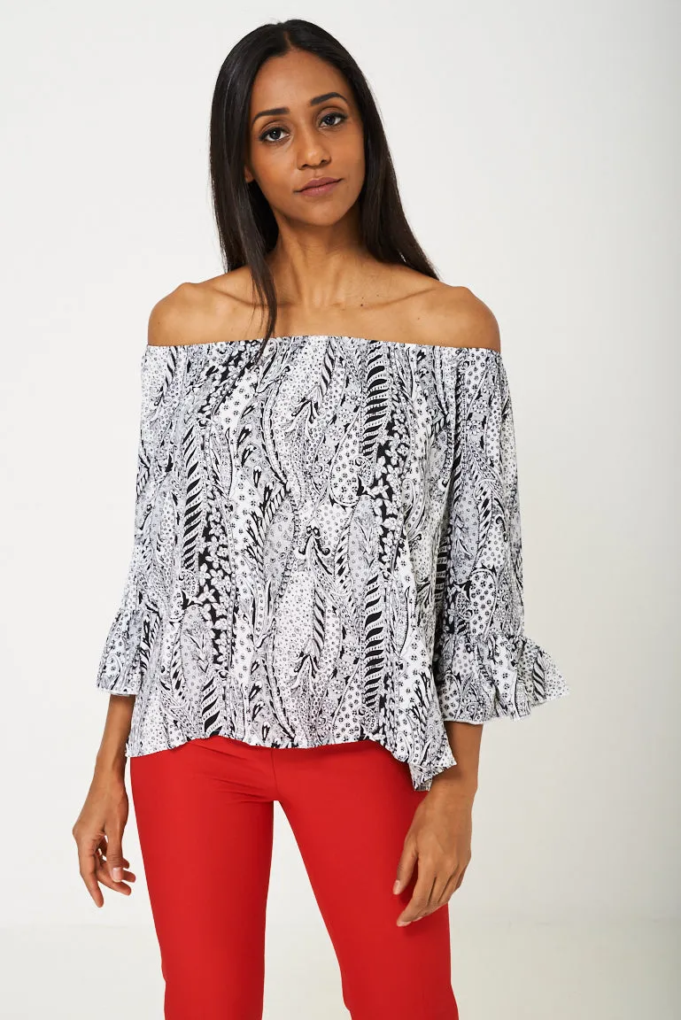 BIK BOK Bell Sleeve Top in Paisley