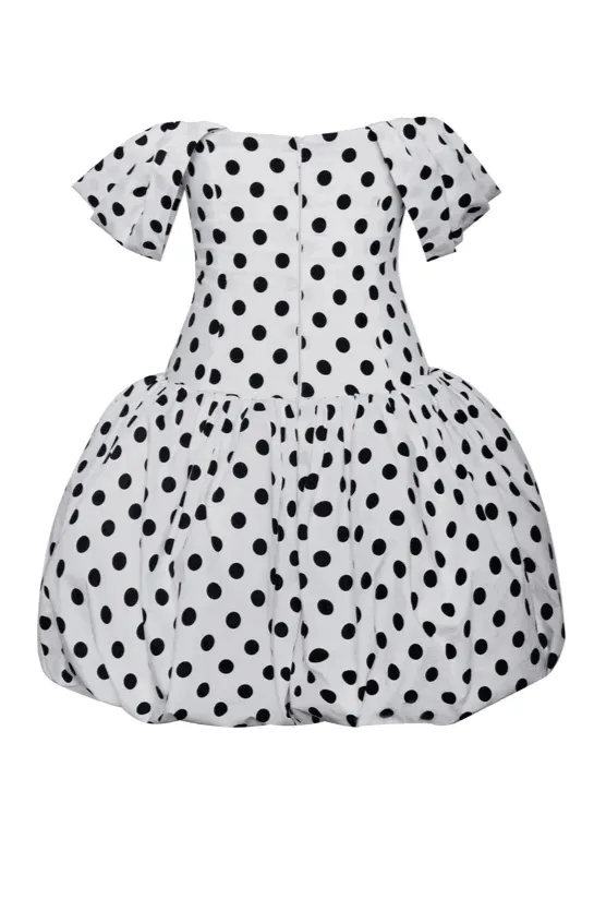 Black And White Polka Dots Cute Homecoming Dress Mini Party Dress, DP3030