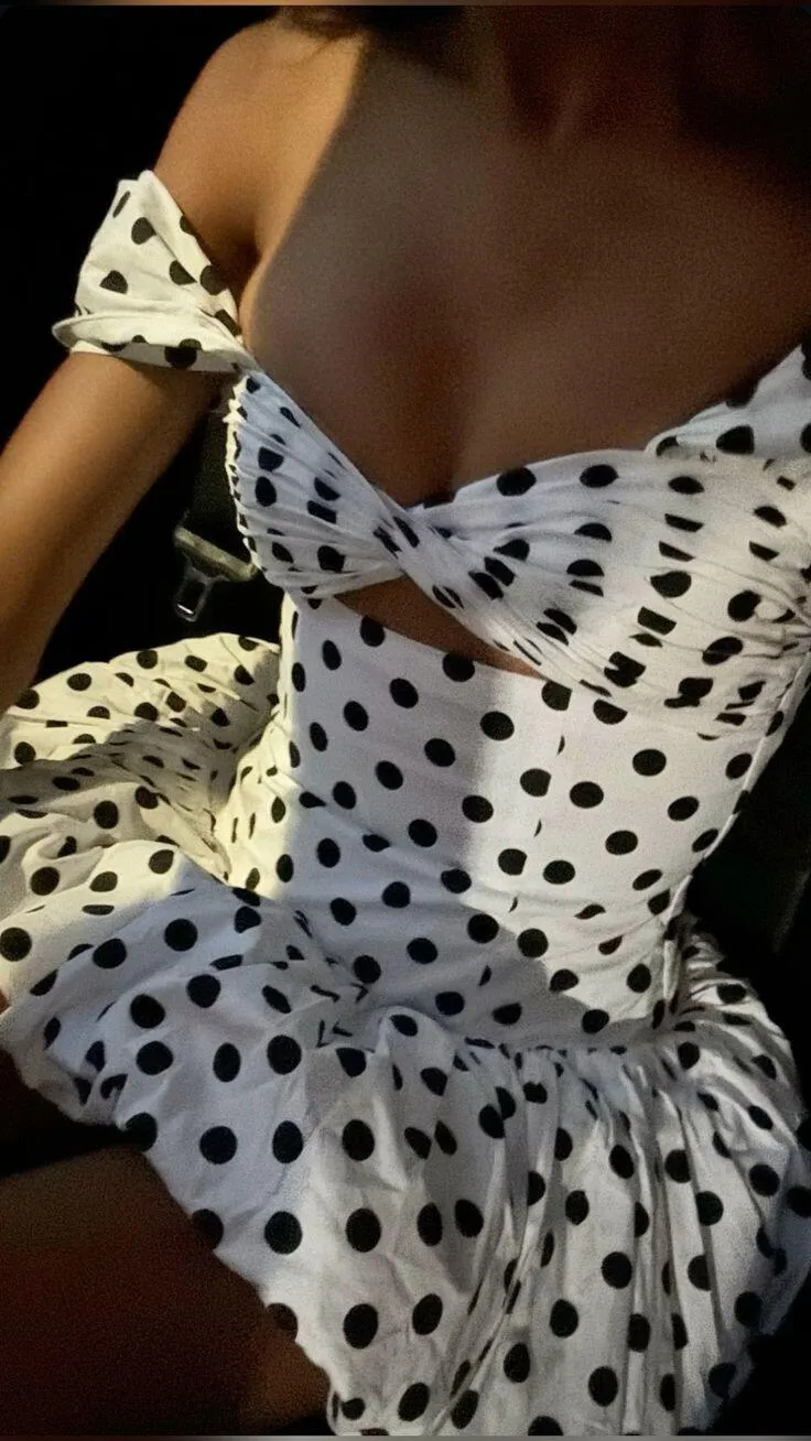 Black And White Polka Dots Cute Homecoming Dress Mini Party Dress, DP3030