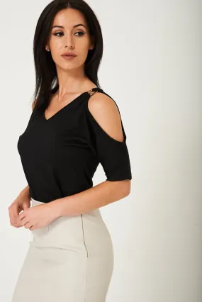 Black Cold Shoulder Top