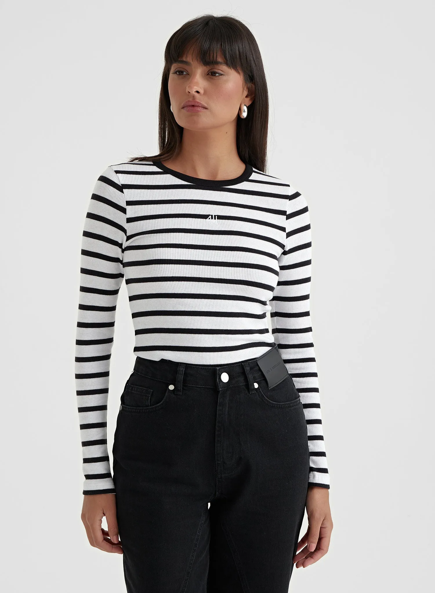 Black Striped Long Sleeve Top - Indi