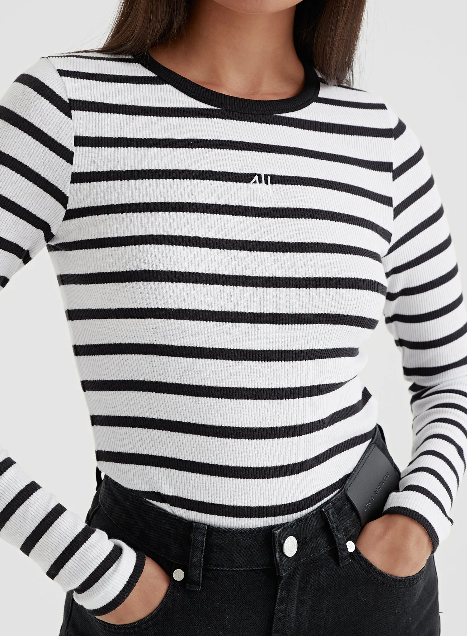 Black Striped Long Sleeve Top - Indi