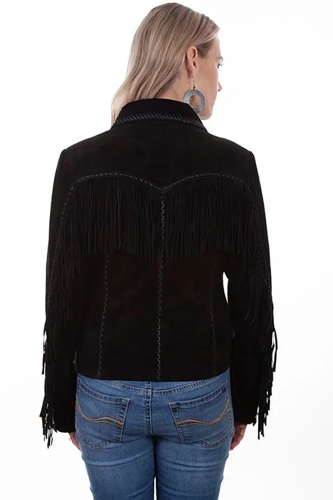 Black Suede Fringe Jacket at Bourbon Cowgirl