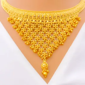 Blooming Netted Floral 22k Gold Necklace Set