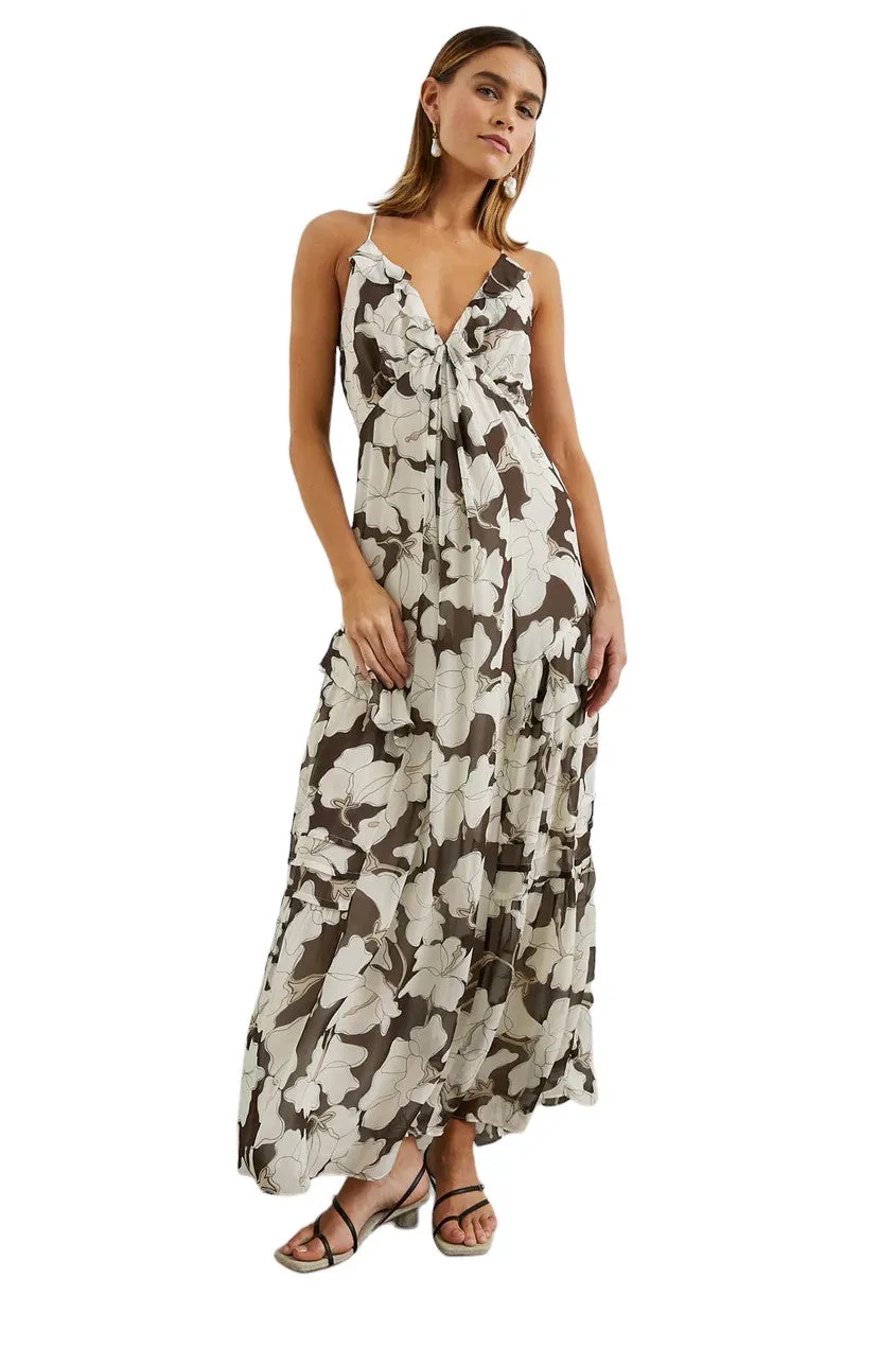 Boa Dress - Mocha Floral