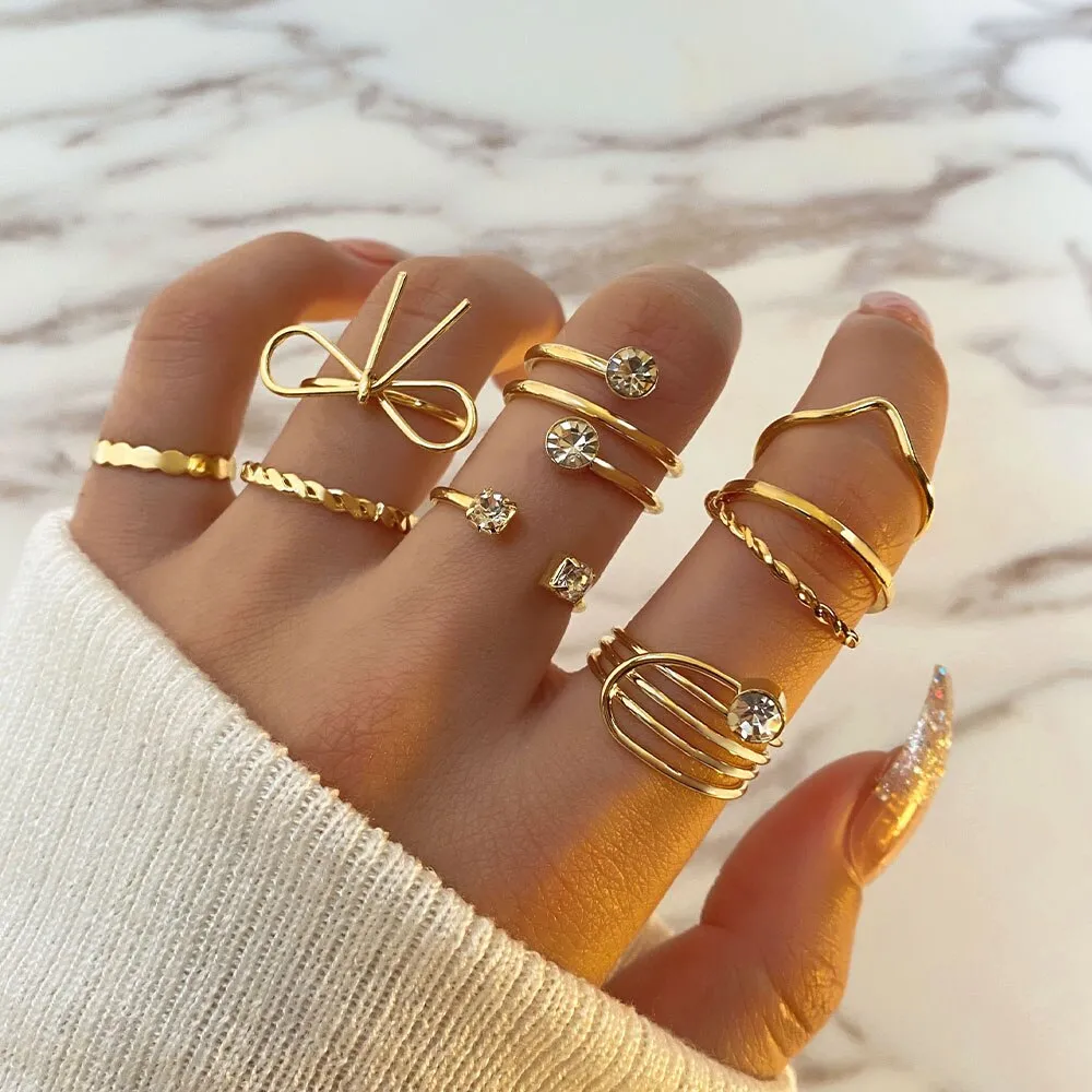 Bohemian Summer Gold Ring Set