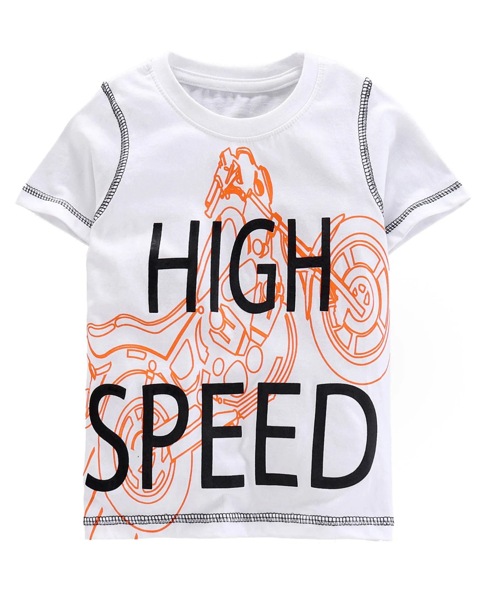 Boys Cotton T-Shirt with Print and Knee length Shorts Sets