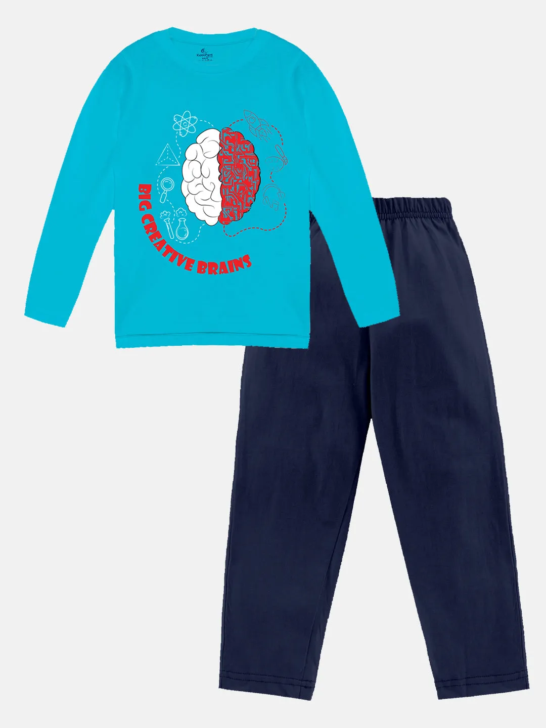 Boys Printed Full Sleeve Round Neck Tee & Pyjama Pant Set