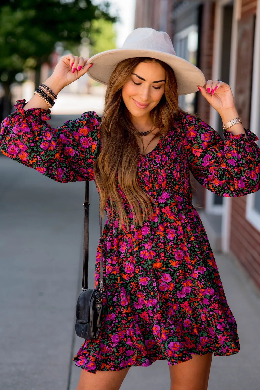 Bright Blooms Ruched Top Dress