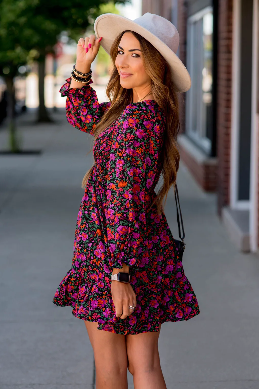 Bright Blooms Ruched Top Dress