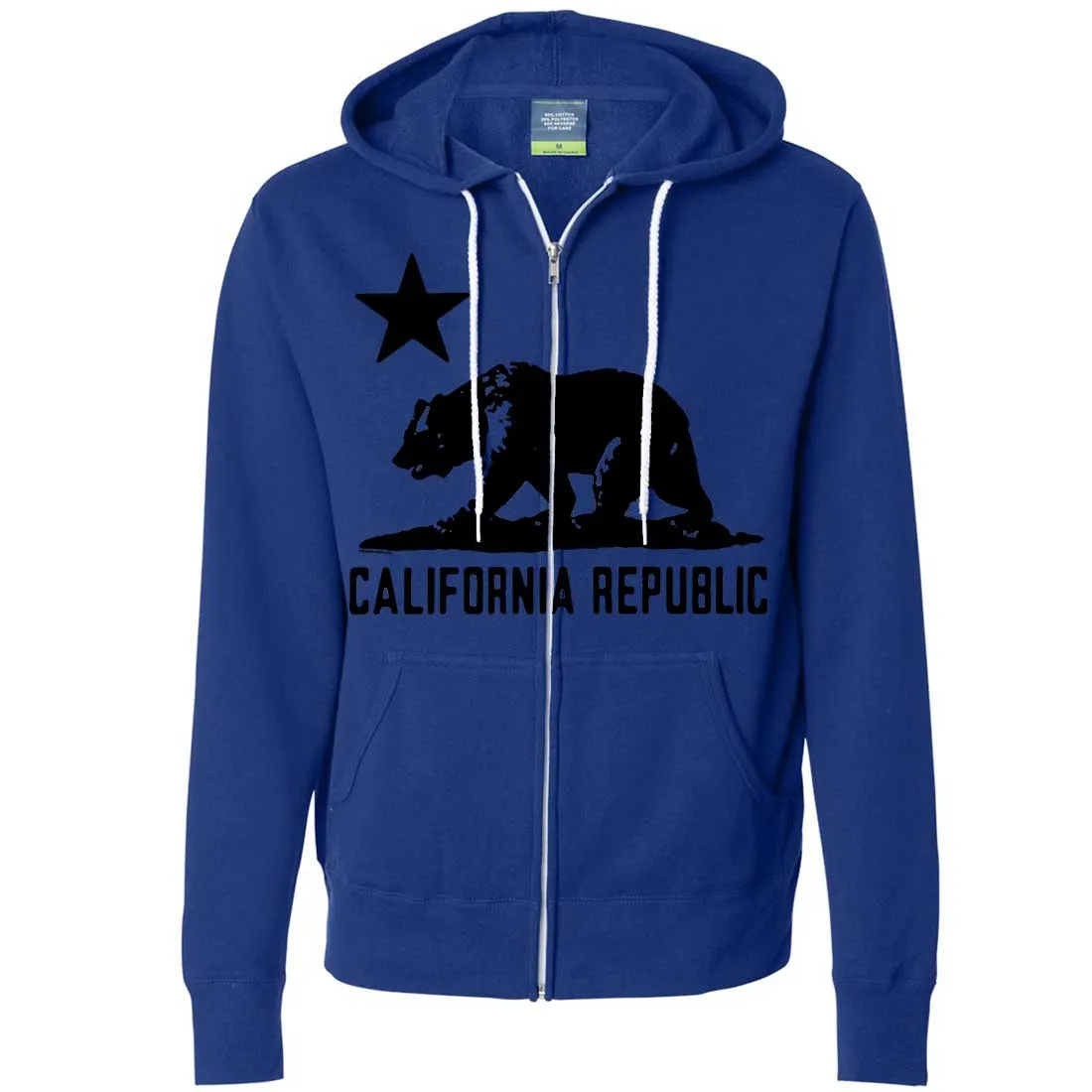 California Flag Oversize Black Silhouette Zip-Up Hoodie