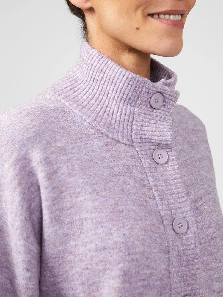 Carice Knit Button Down Jumper - Lavender Marl