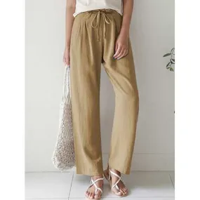 Casual Elastic Waist Cotton Pants