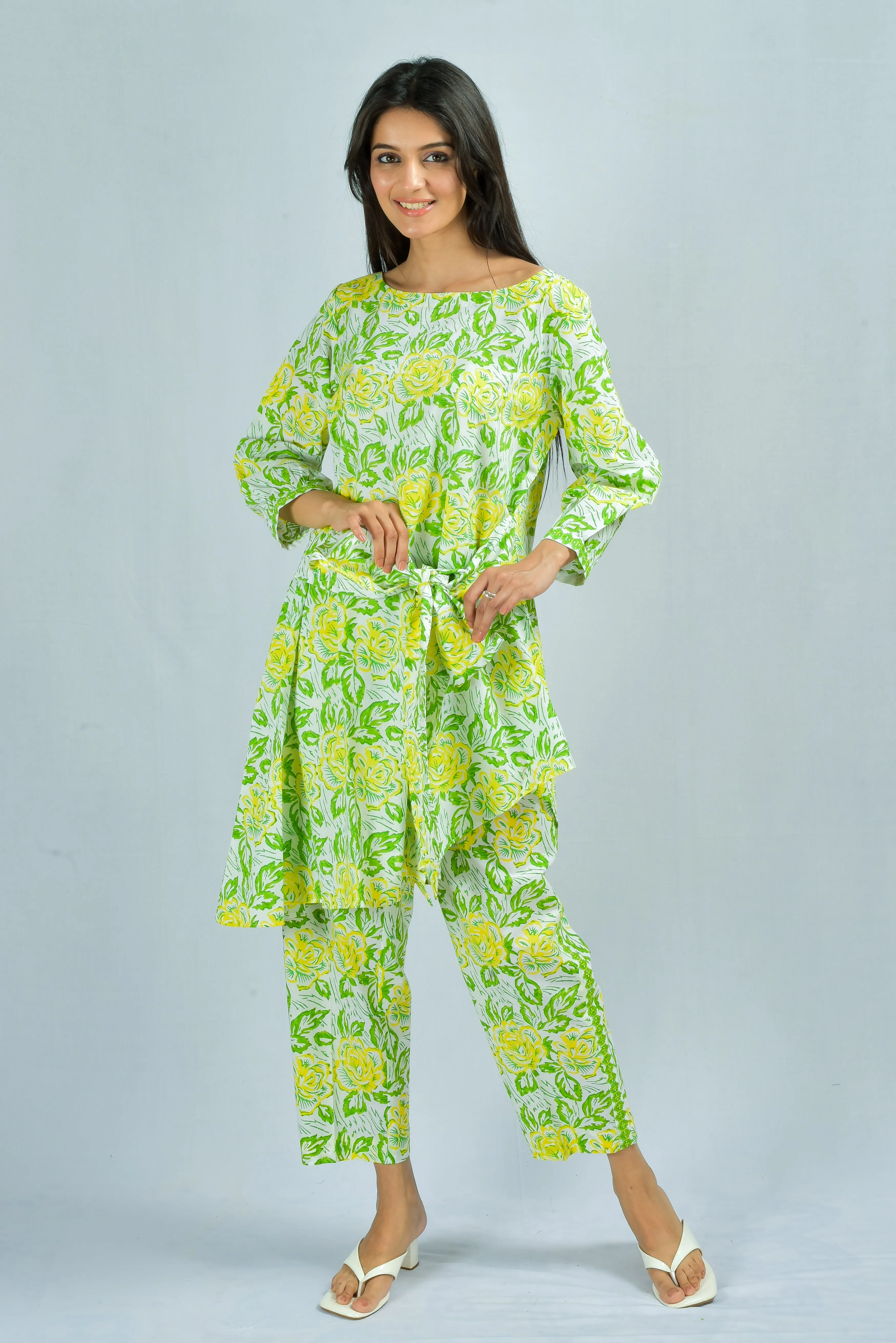 Chaitali tie-up Co-ord Set Block Printed